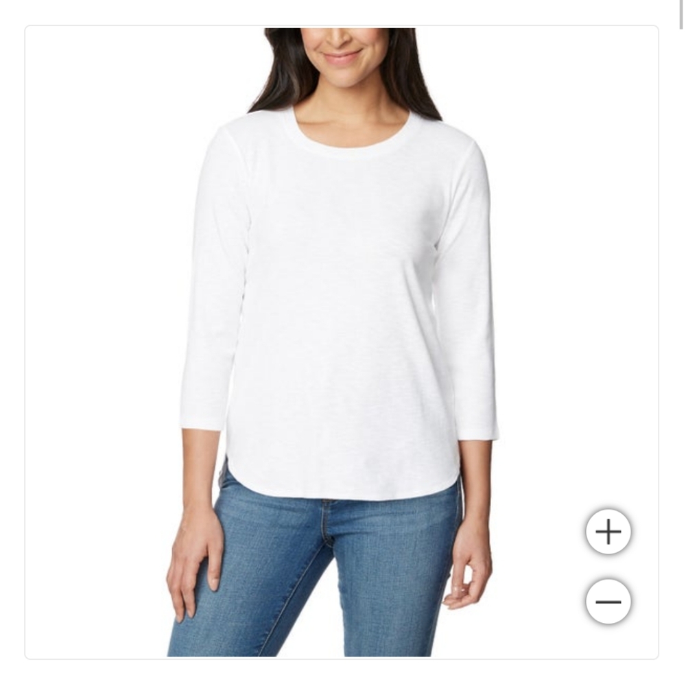 New Kirkland Signature Women Girls Slub Tee 2-pack White Select Size 100% Cotton - Picture 6 of 15